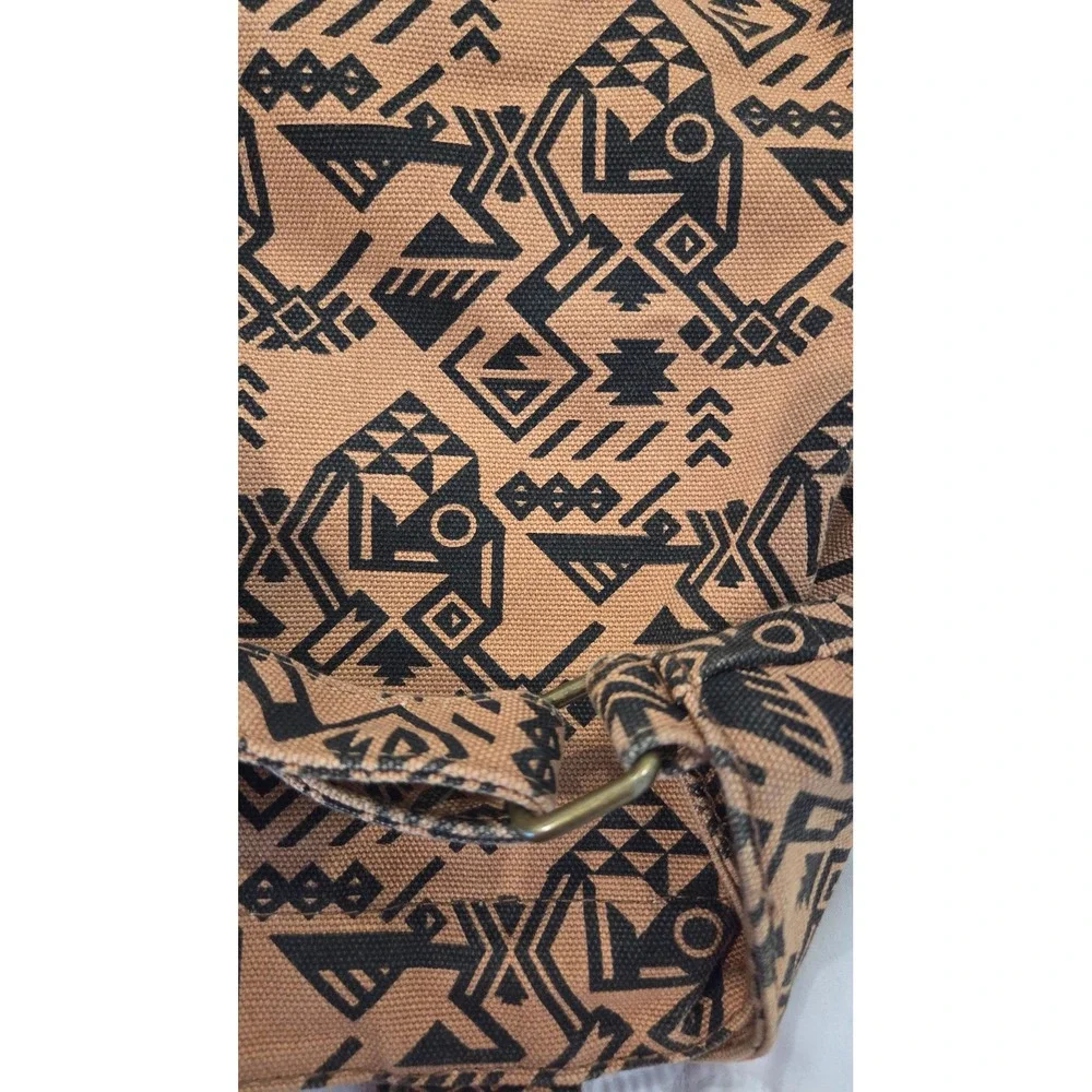 Kavu Canvas Sling‎ Bag Tan Black Geo Print True Outdoor Wear Adjustable Strap